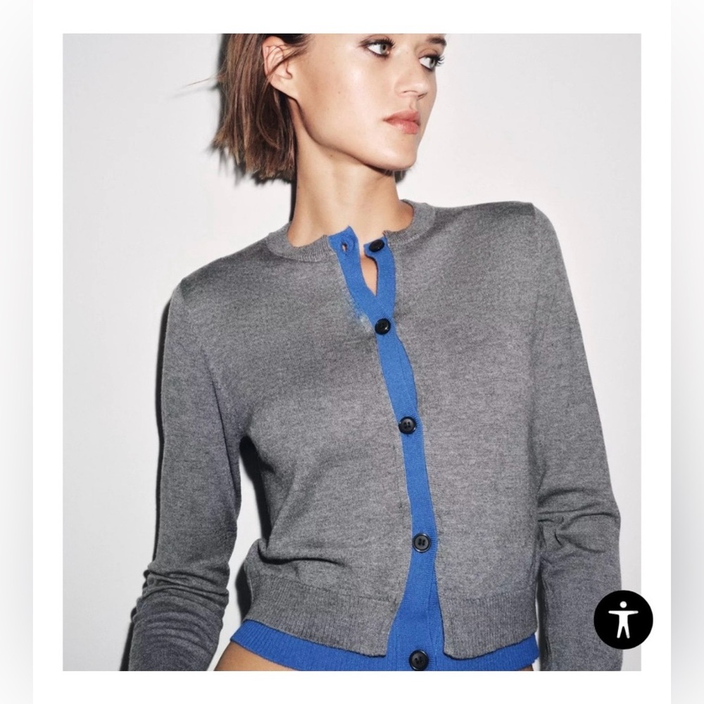 NWT Zara CONTRAST KNIT CARDIGAN